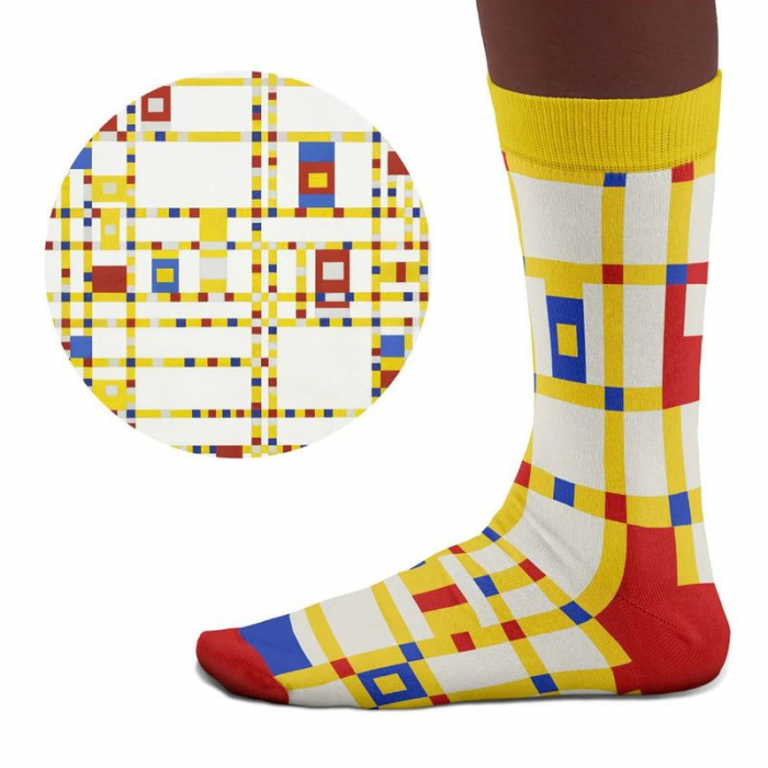 Socken Kunstwerke - Mondrian "Broadway Boogie Woogie"